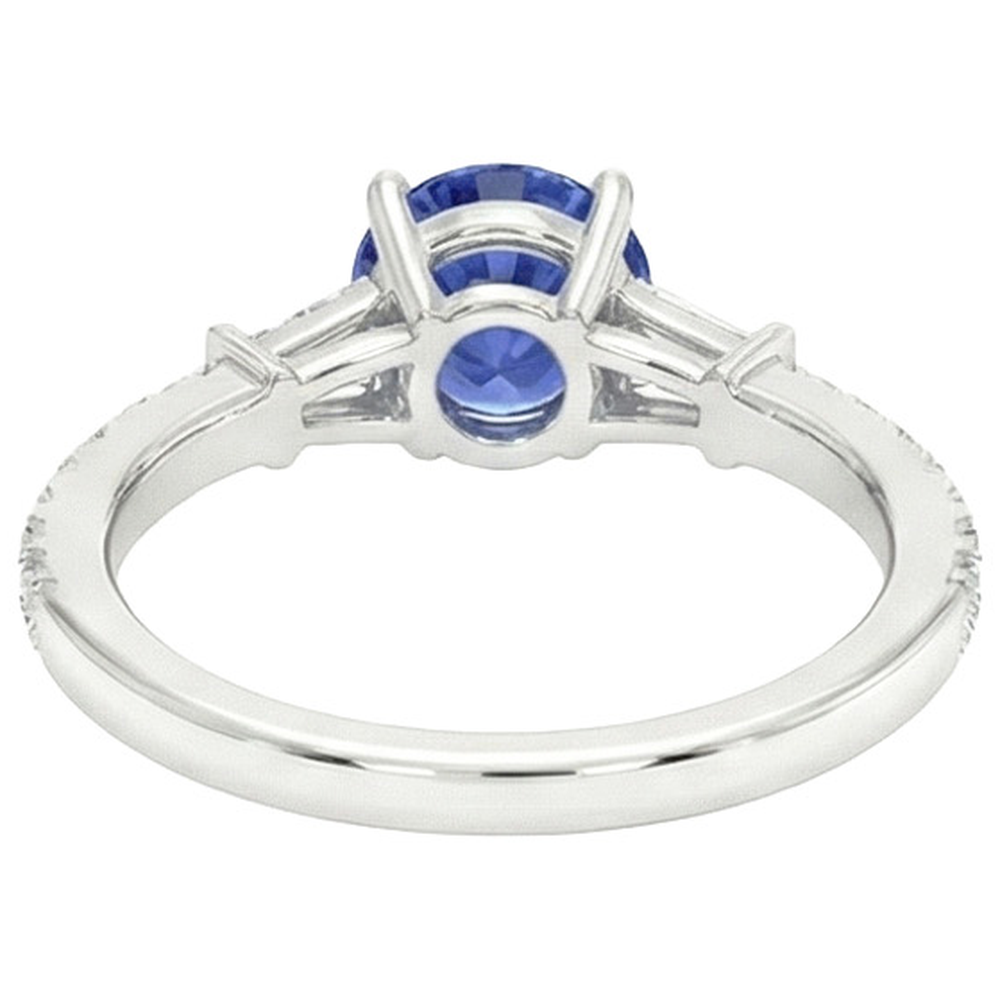 natural round sapphire 3ct ring profile view