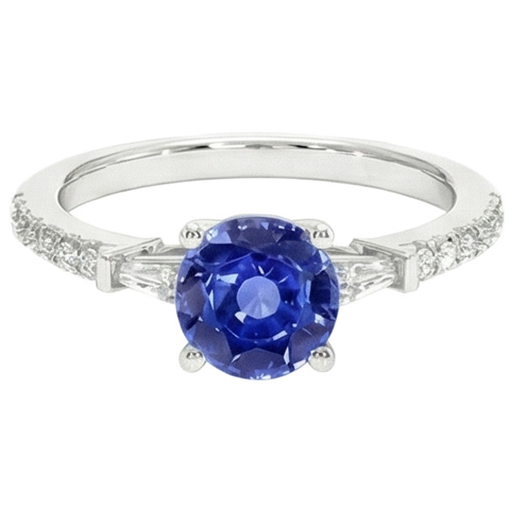 natural round sapphire 3ct ring side angle
