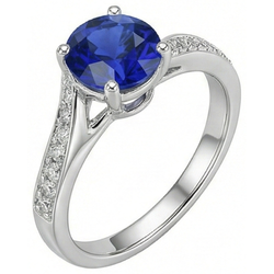 Natural Sapphire Ring 3ct - White Gold 14K