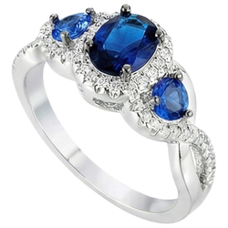 Natural Sapphire Ring 5ct - White Gold 14K