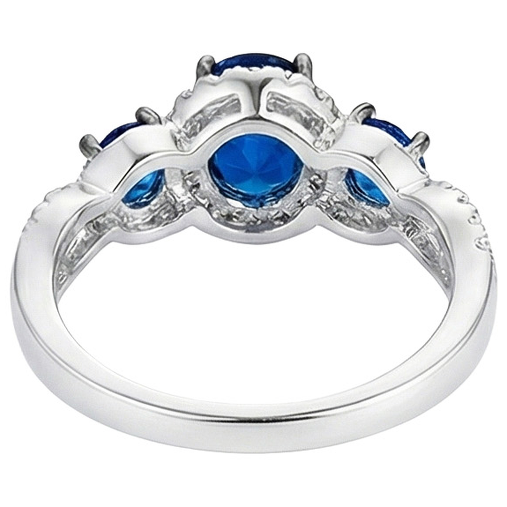 natural round sapphire 5ct ring on white background