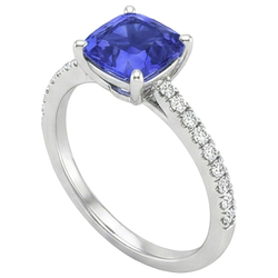 Natural Sapphire Ring 3ct - White Gold 14K