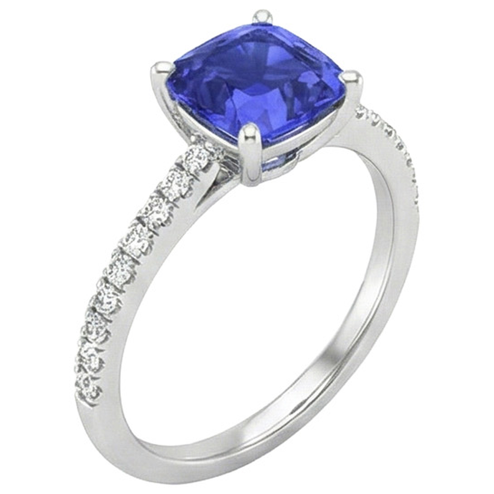 natural round sapphire 3ct ring top view