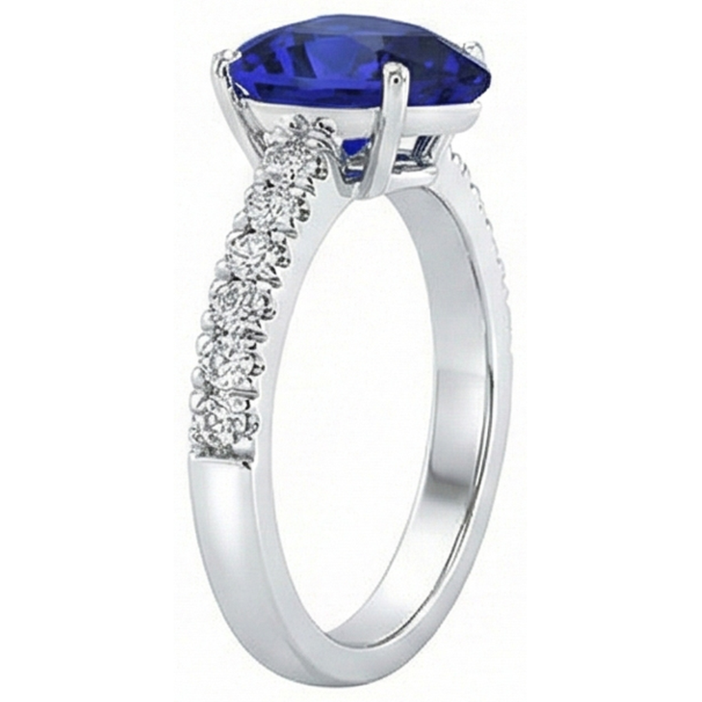 natural round sapphire 5ct ring profile view