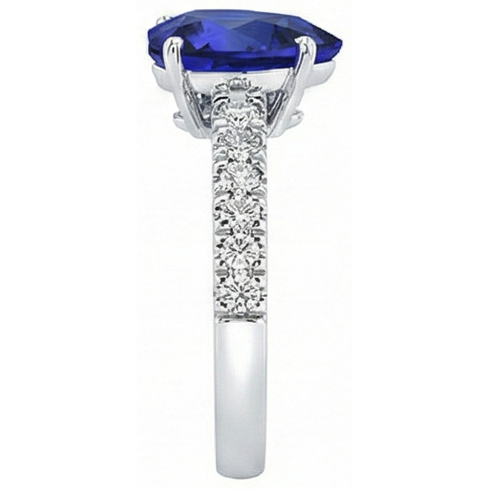 natural round sapphire 5ct ring on white background