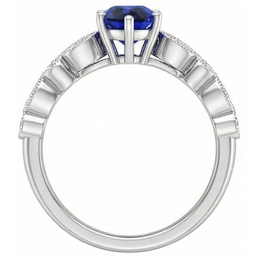 natural round sapphire 2.50ct ring close up detail