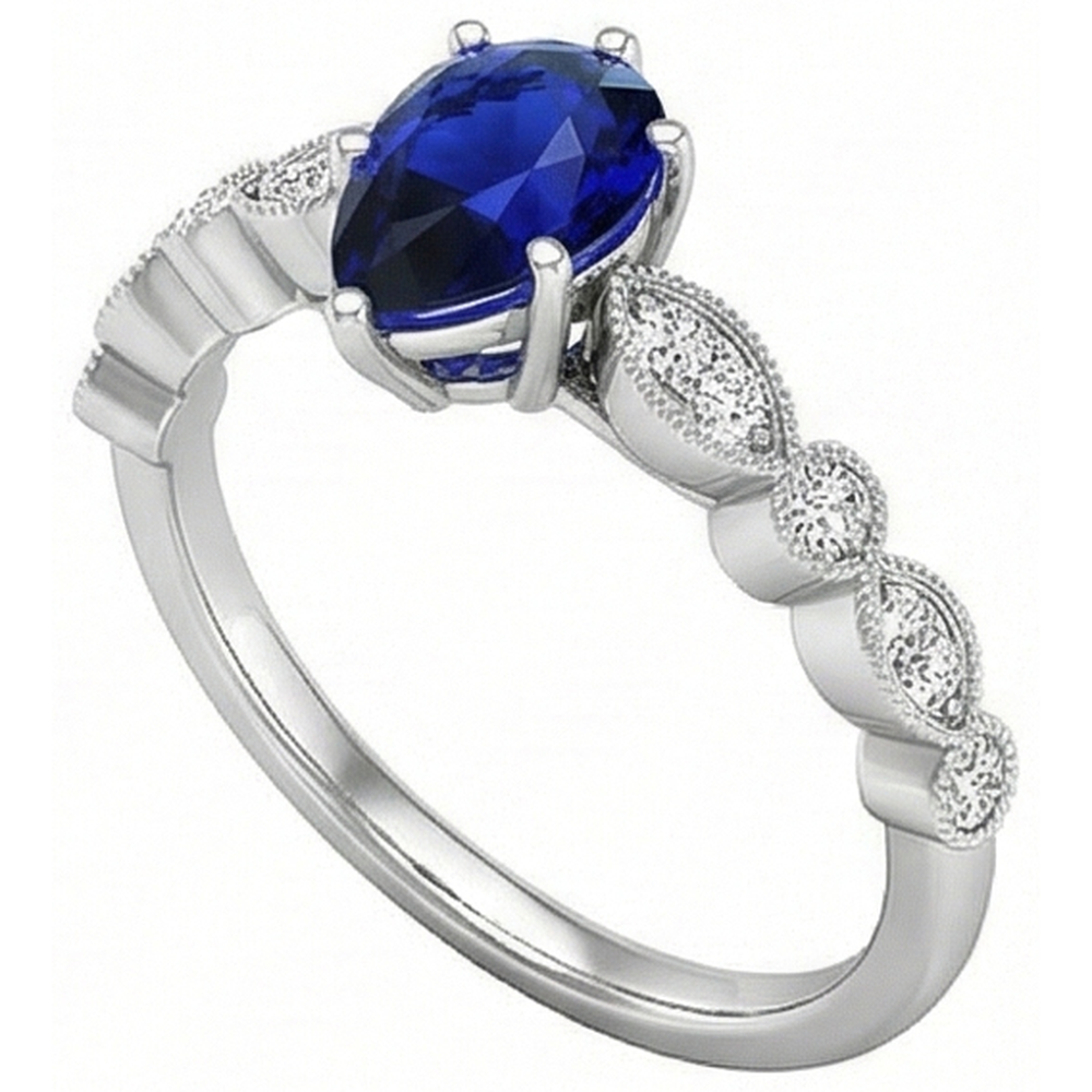 natural round sapphire 2.50ct ring top view