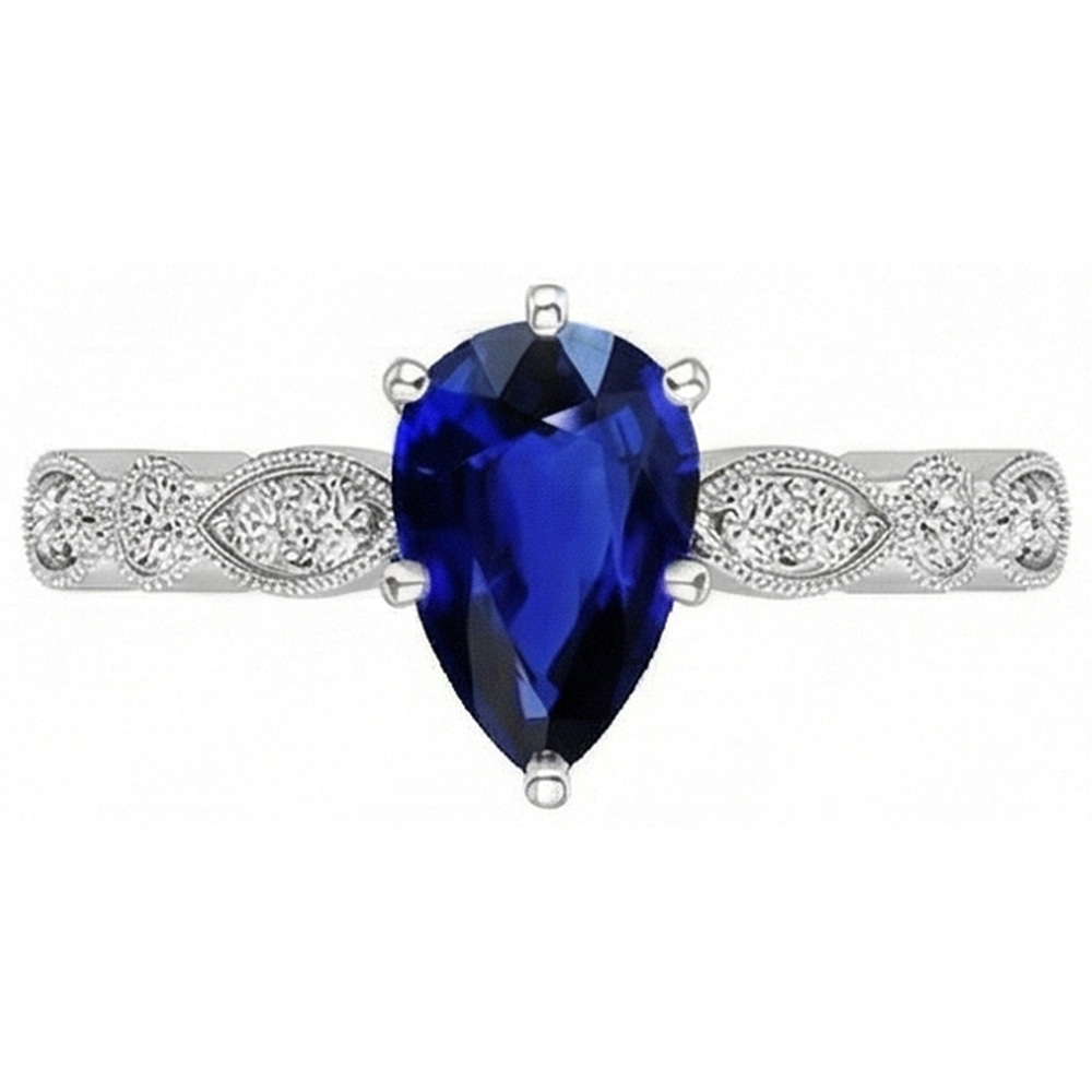 natural round sapphire 2.50ct ring profile view