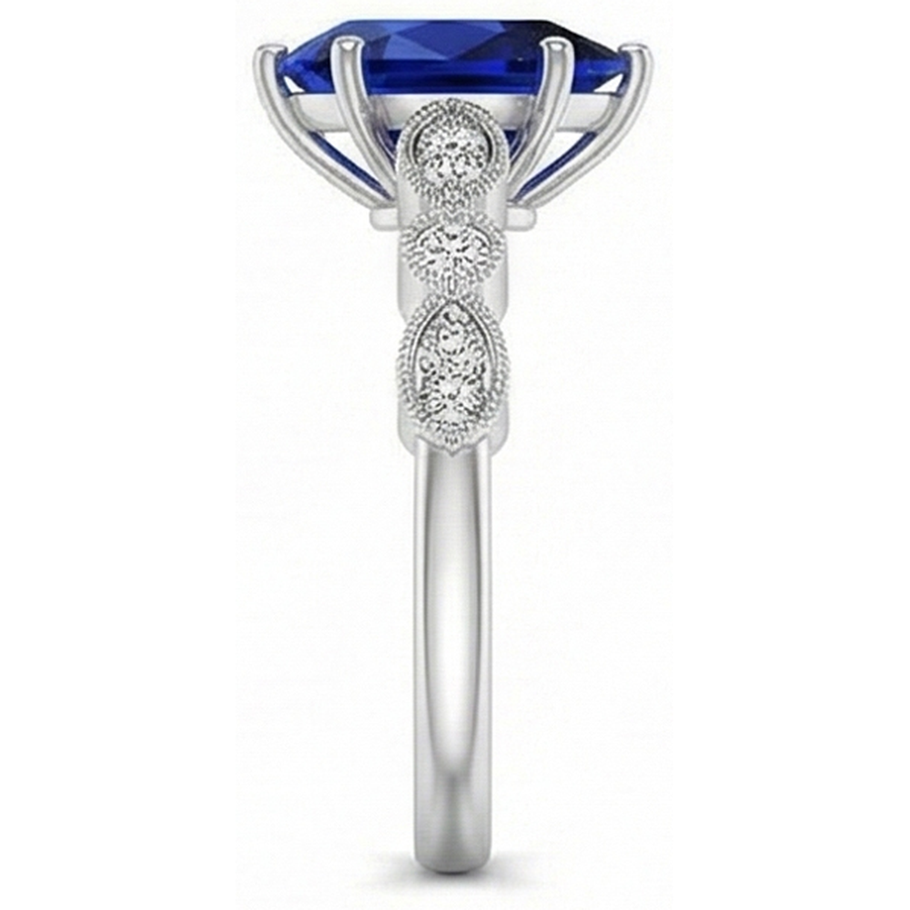 natural round sapphire 2.50ct ring on white background