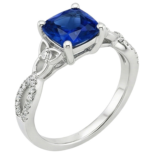 natural round sapphire 2.75ct ring side angle