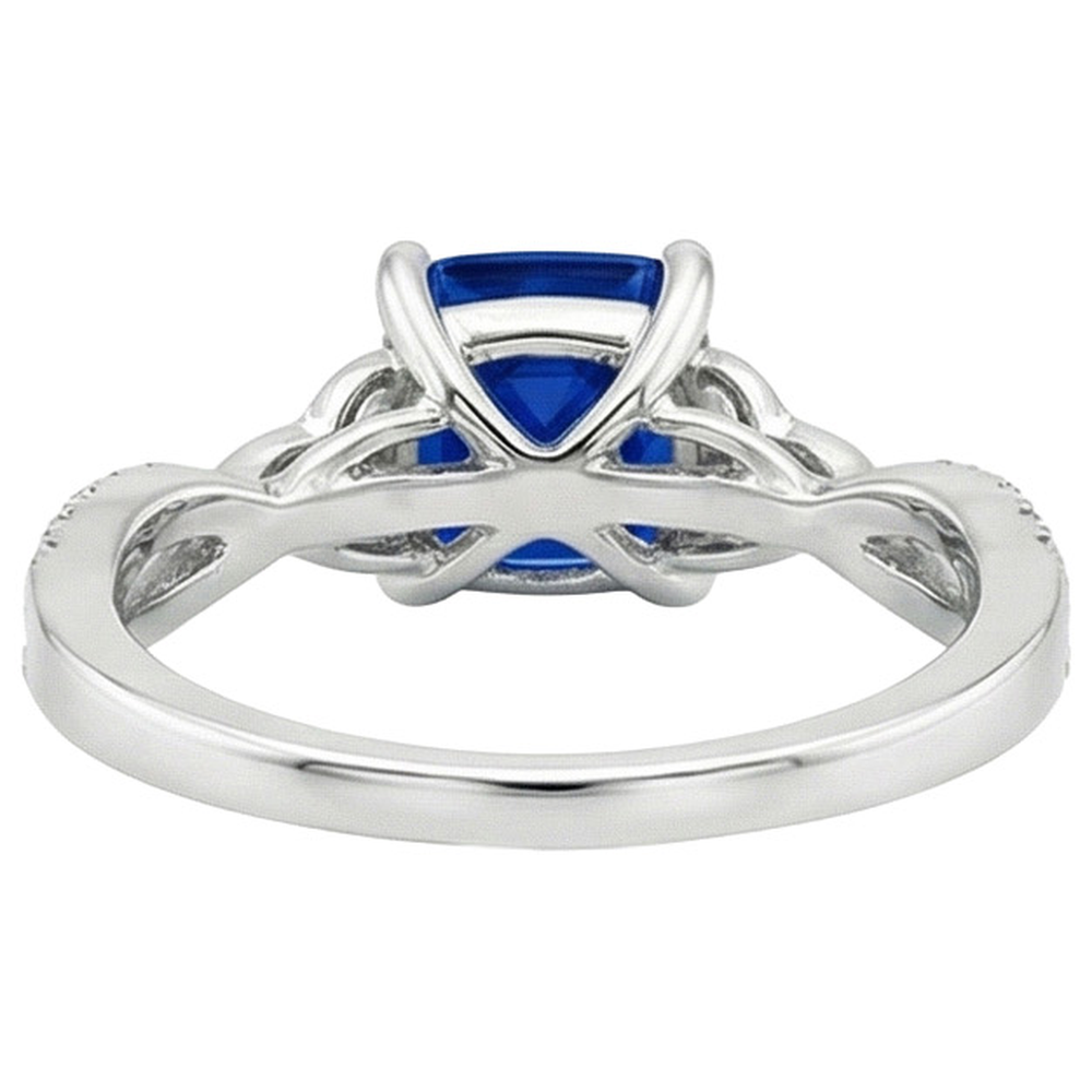 natural round sapphire 2.75ct ring on white background