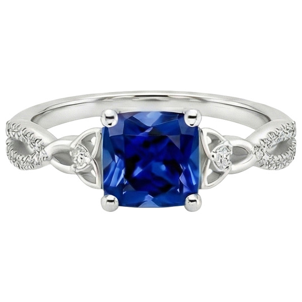 natural round sapphire 2.75ct ring close up detail