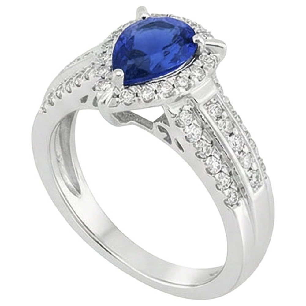 Gold Natural Earth Mined Diamond ( Not Lab Grown ) Engagement Ring Jewelry Halo Ceylon Sapphire 5 Carats