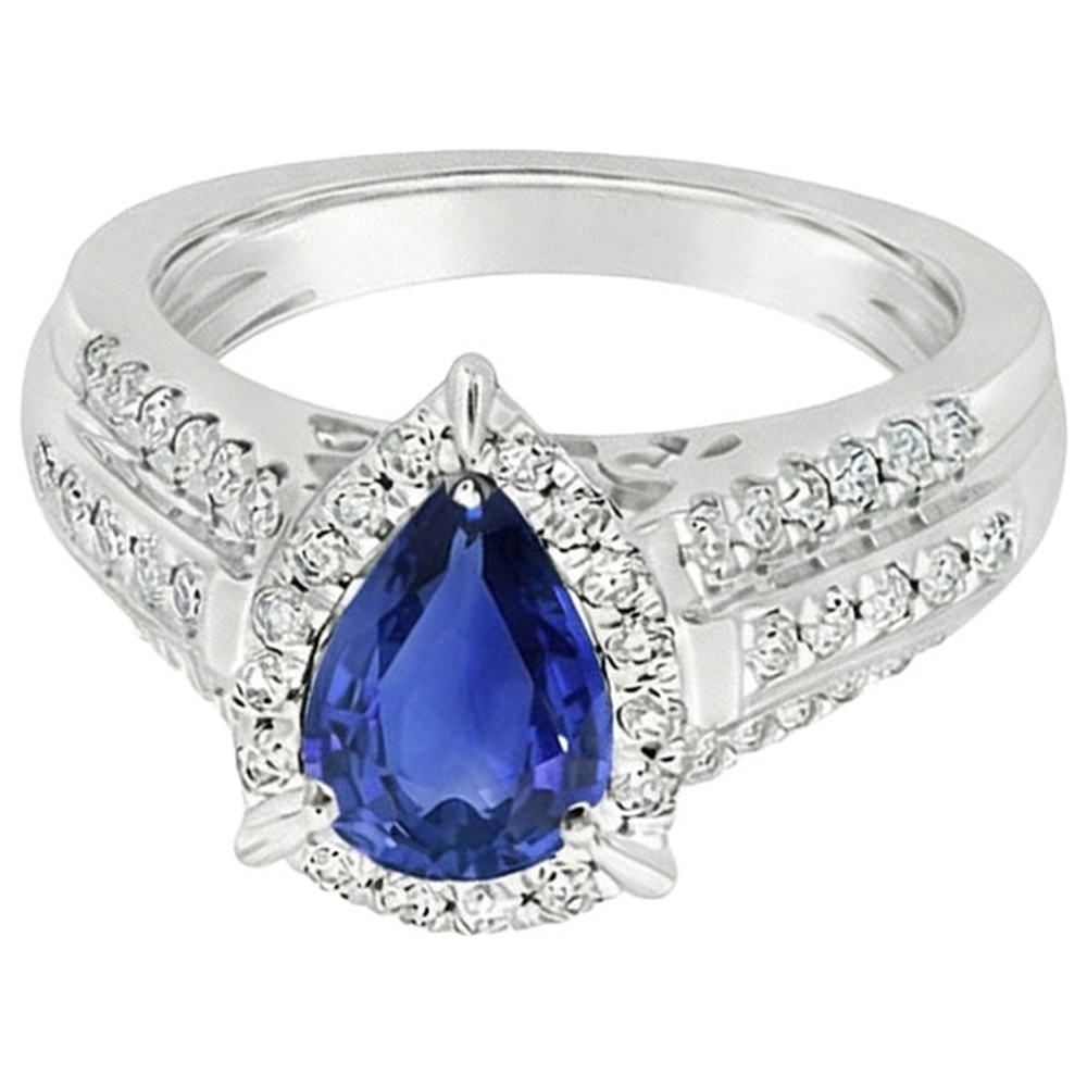 Gold Natural Earth Mined Diamond ( Not Lab Grown ) Engagement Ring Jewelry Halo Ceylon Sapphire 5 Carats
