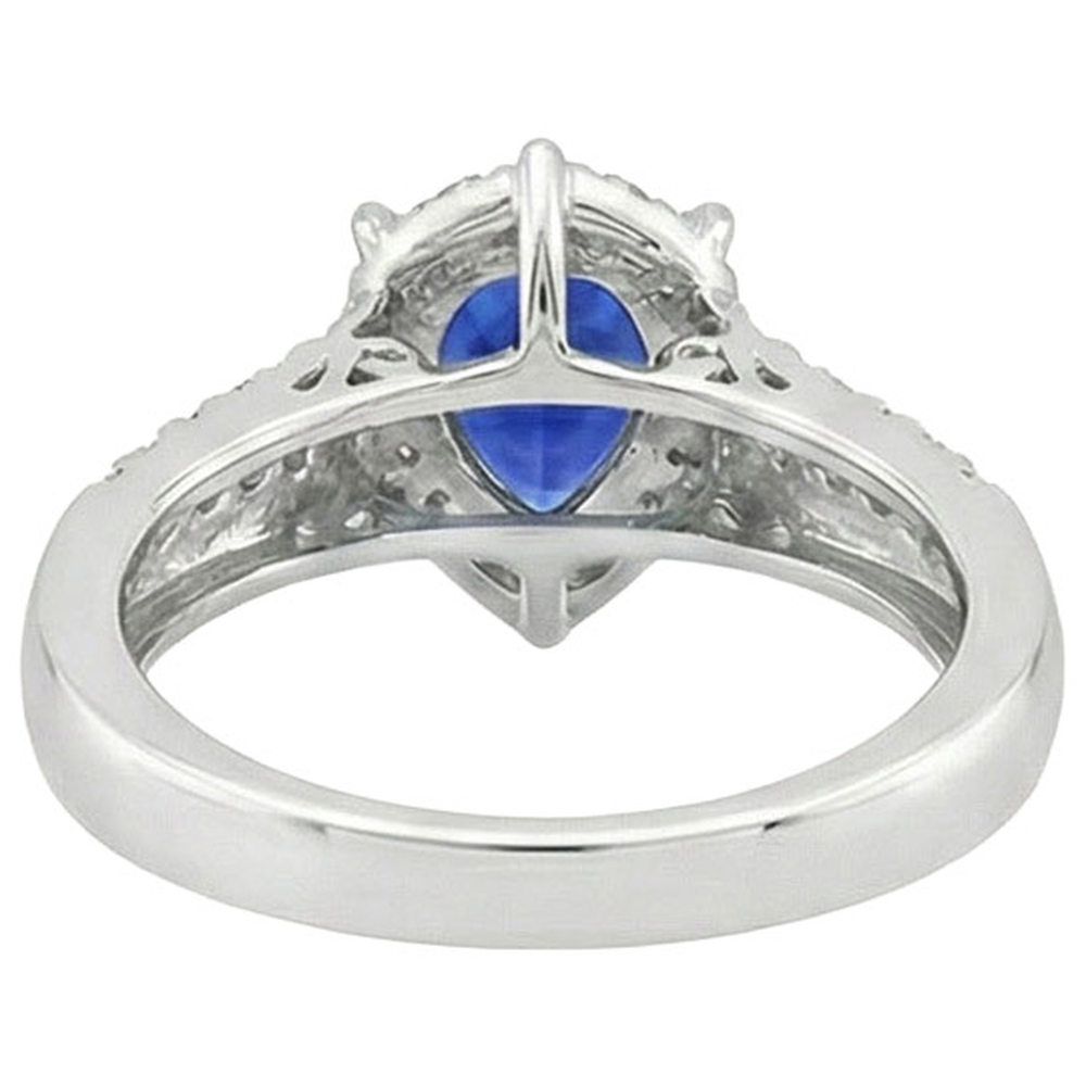 Gold Natural Earth Mined Diamond ( Not Lab Grown ) Engagement Ring Jewelry Halo Ceylon Sapphire 5 Carats