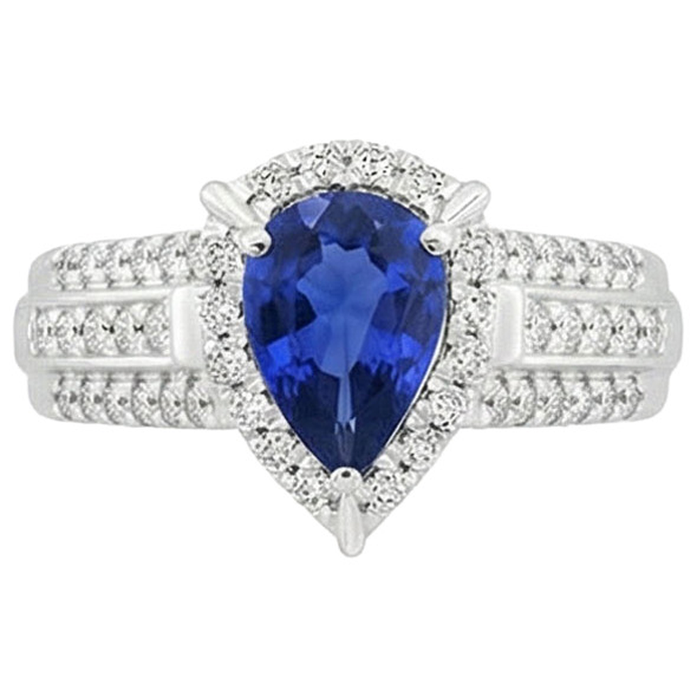 Gold Natural Earth Mined Diamond ( Not Lab Grown ) Engagement Ring Jewelry Halo Ceylon Sapphire 5 Carats