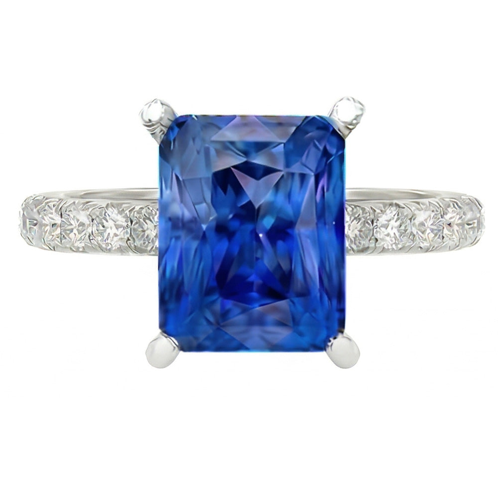 Gold Natural Earth Mined Diamond ( Not Lab Grown ) Ring 3 Carats Prong Set Ceylon Sapphire Gemstone Jewelry