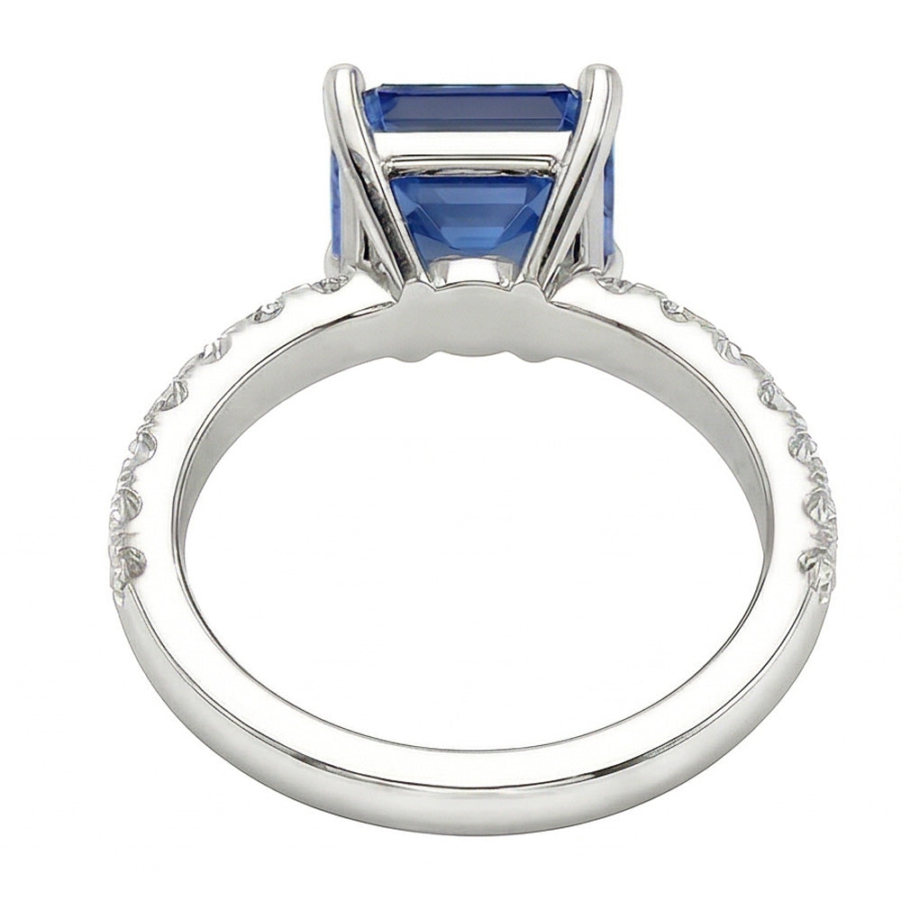 Gold Natural Earth Mined Diamond ( Not Lab Grown ) Ring 3 Carats Prong Set Ceylon Sapphire Gemstone Jewelry