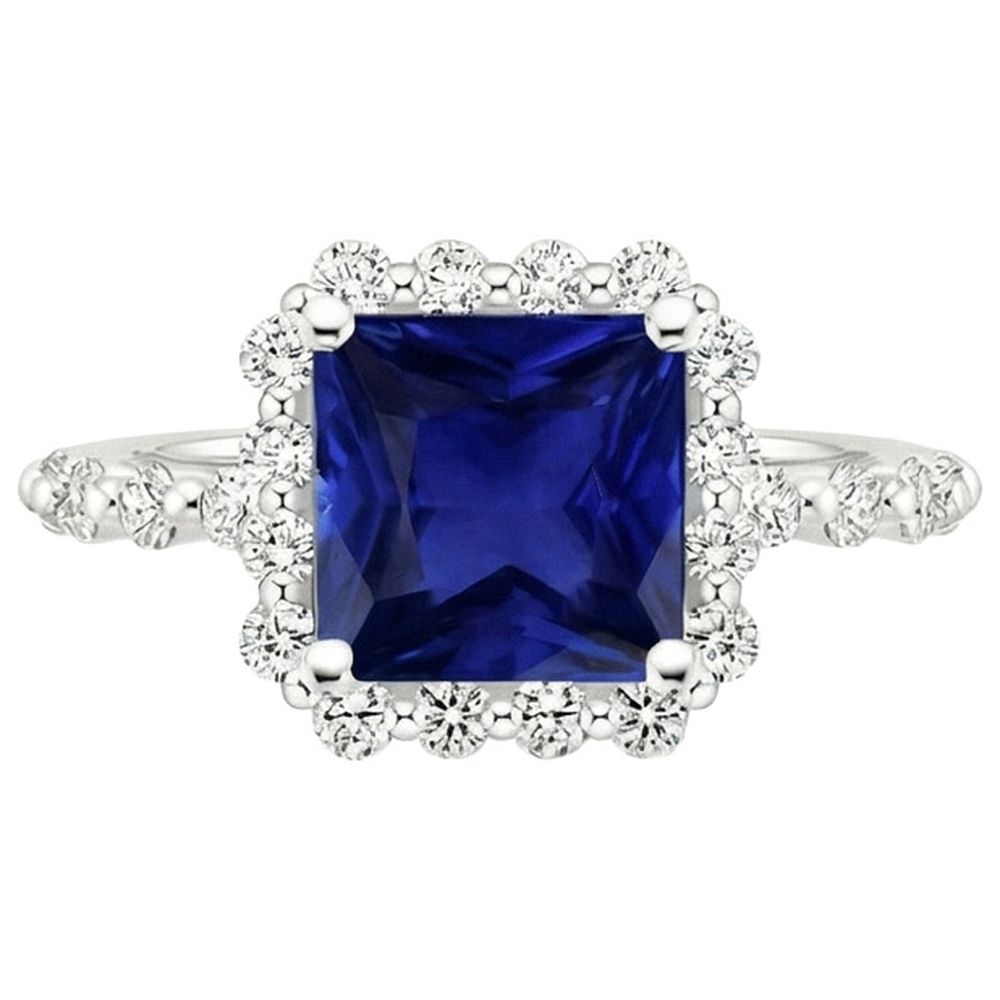 natural round sapphire 6.25ct ring close up detail
