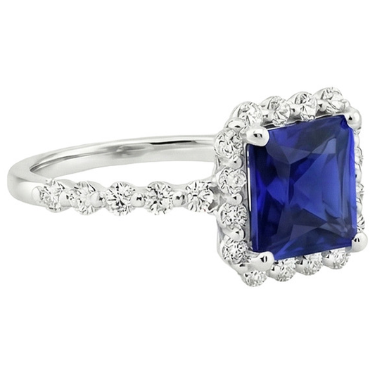 natural round sapphire 6.25ct ring profile view