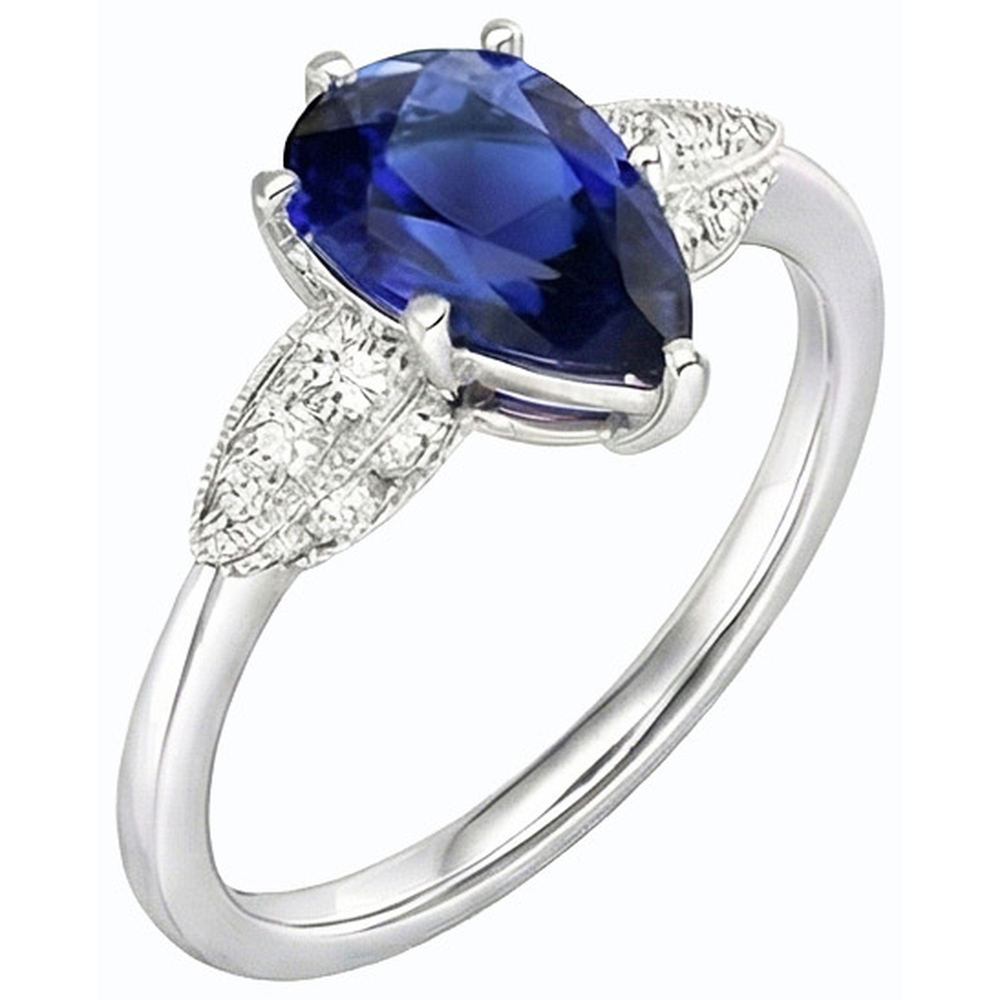 Gold Natural Earth Mined Diamond ( Not Lab Grown ) Ring Pear Cut Srilanka 3.50 Carats