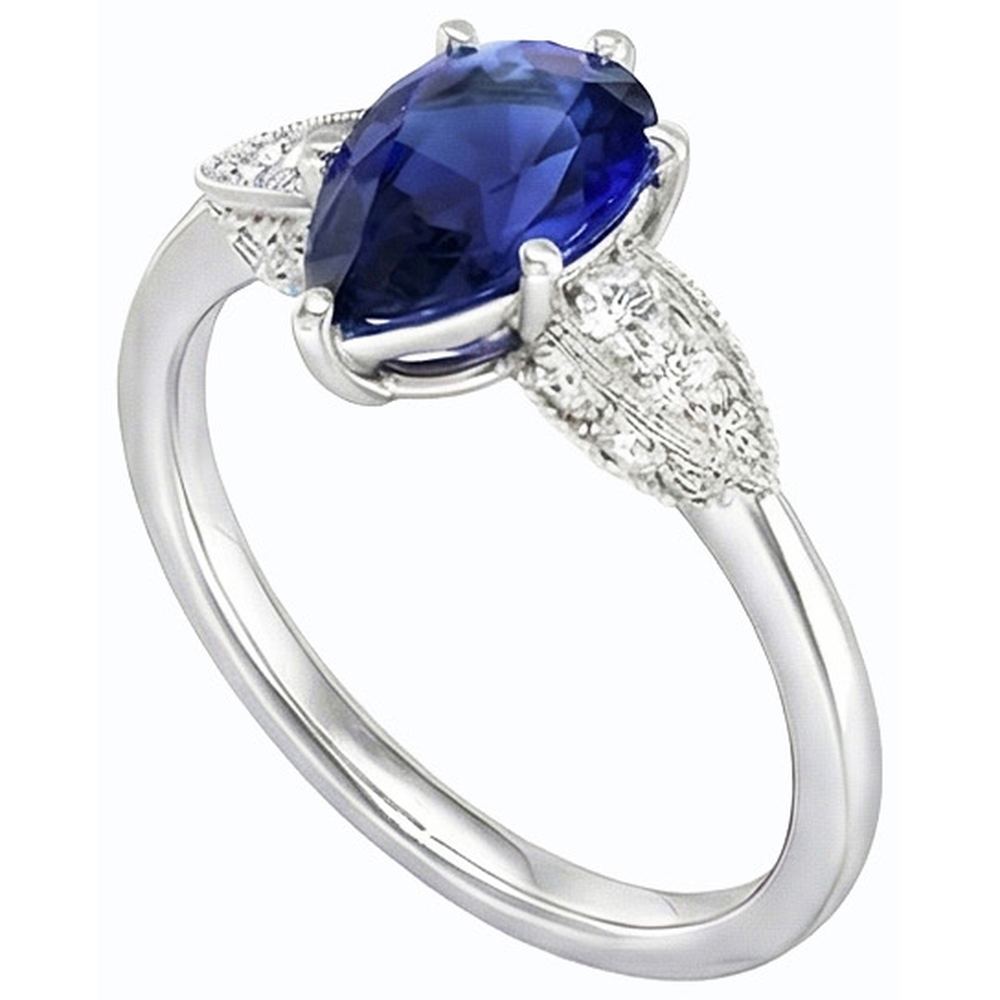 Gold Natural Earth Mined Diamond ( Not Lab Grown ) Ring Pear Cut Srilanka 3.50 Carats