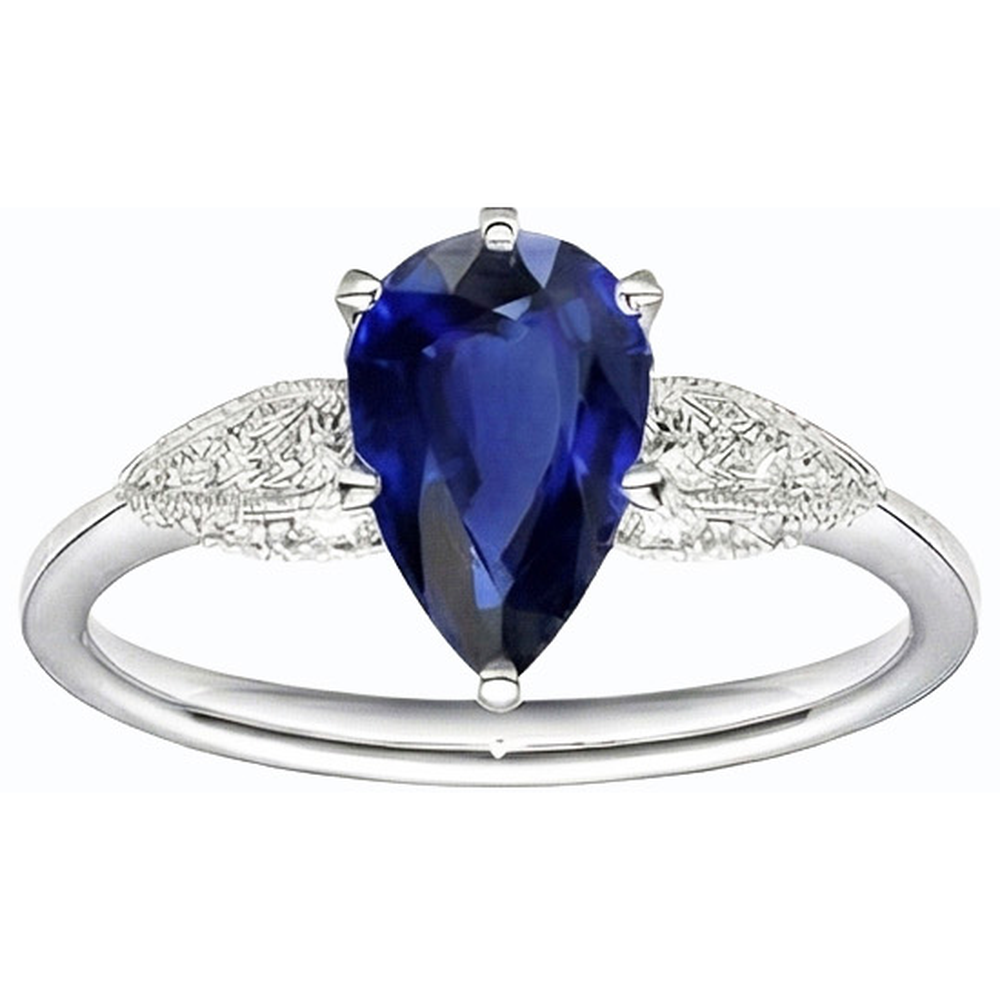Gold Natural Earth Mined Diamond ( Not Lab Grown ) Ring Pear Cut Srilanka 3.50 Carats