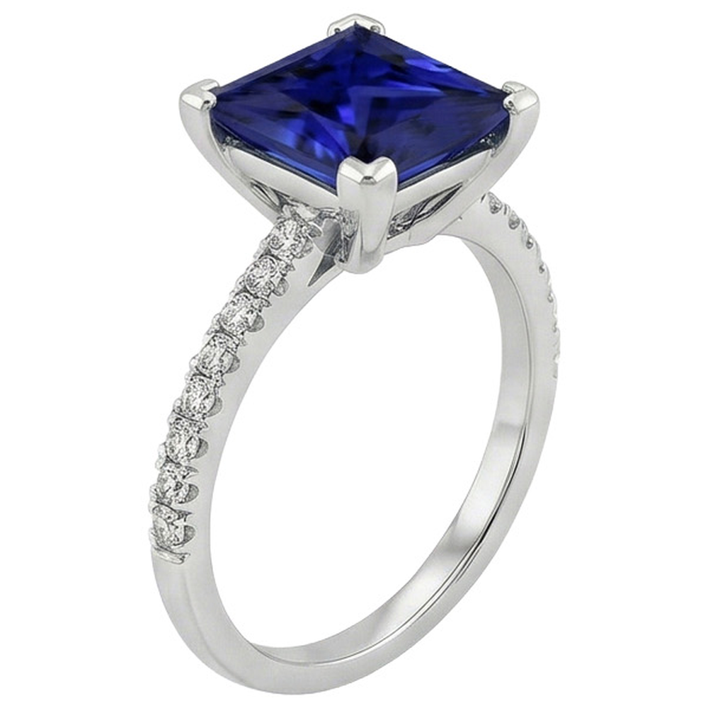 natural round sapphire 5.50ct ring top view