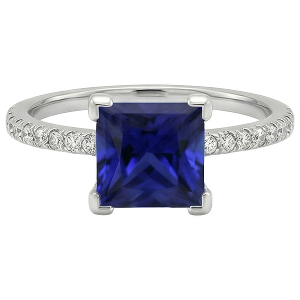 natural round sapphire 5.50ct ring profile view