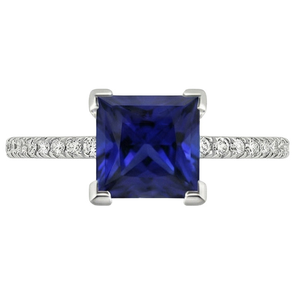 natural round sapphire 5.50ct ring on white background