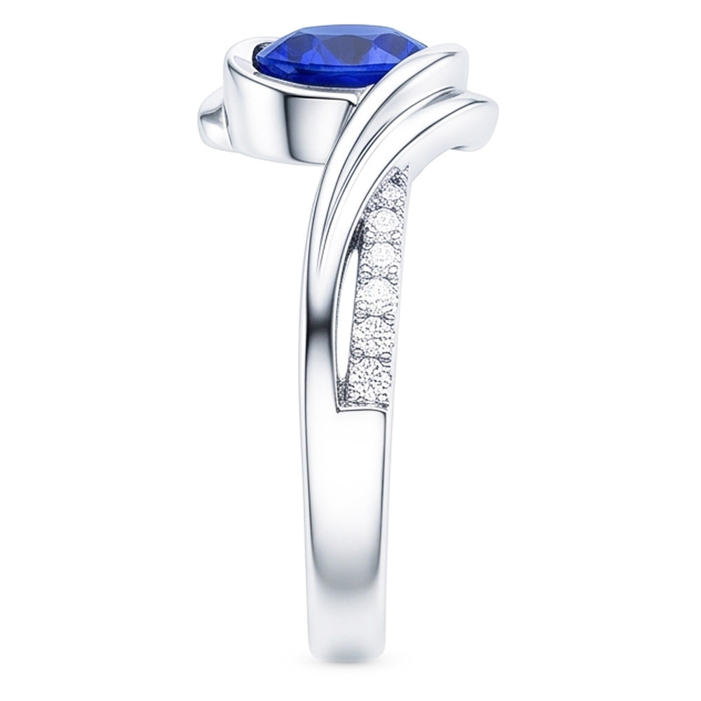 Gold Natural Earth Mined Diamond ( Not Lab Grown ) Round Gemstone Sapphire Ring 1.50 Carats Twisted Shank