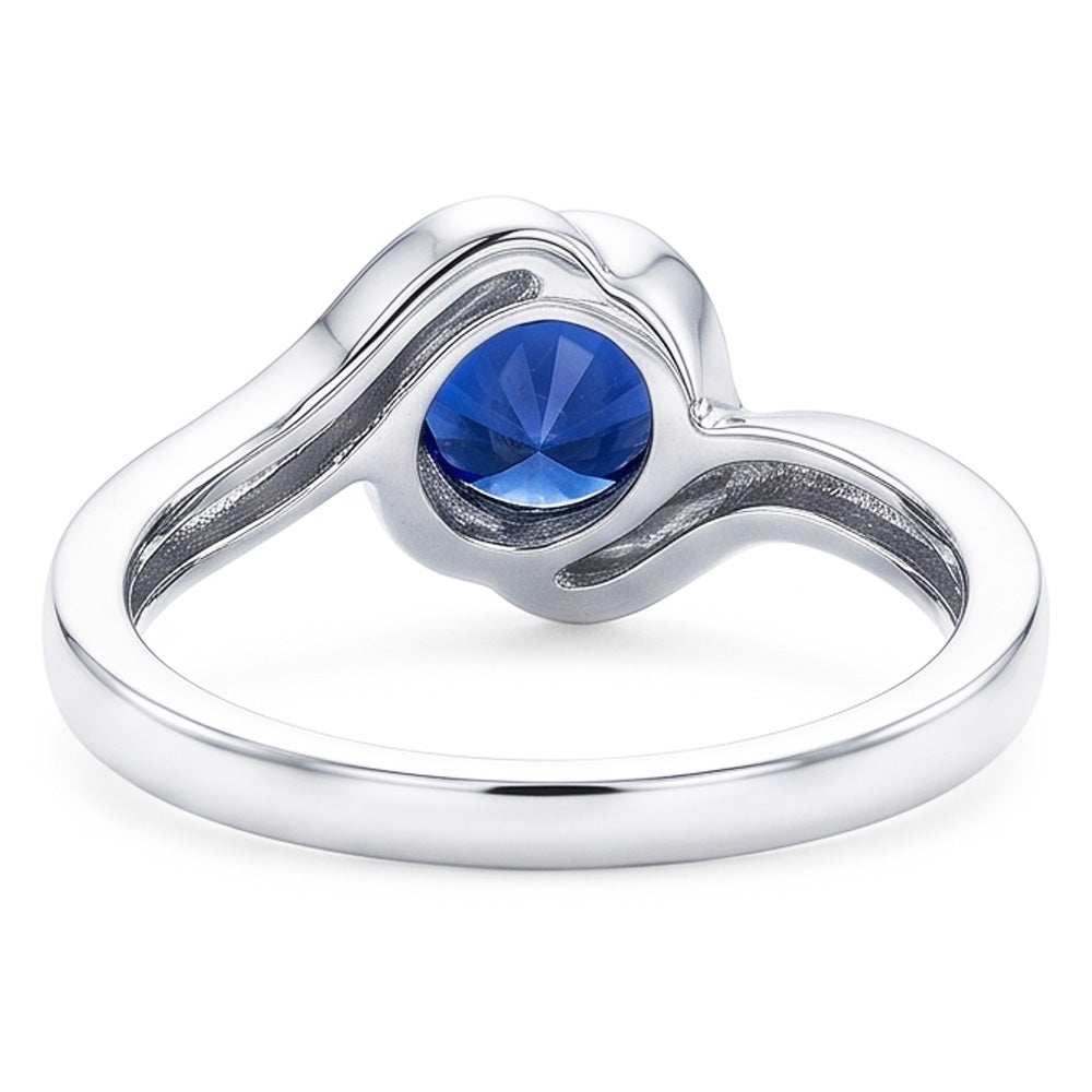 Gold Natural Earth Mined Diamond ( Not Lab Grown ) Round Gemstone Sapphire Ring 1.50 Carats Twisted Shank
