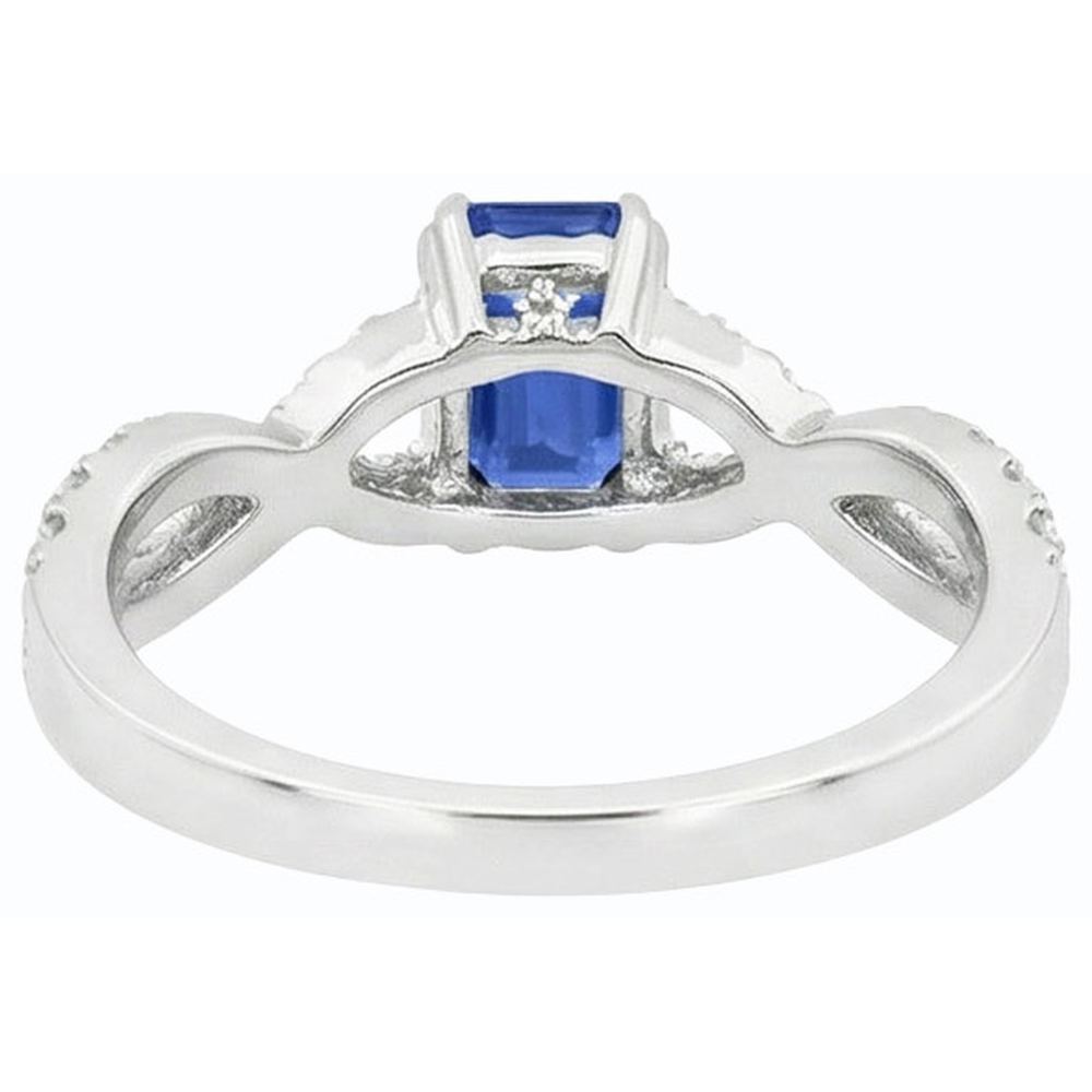 Gold Natural Earth Mined Diamond ( Not Lab Grown ) Wedding Ring Emerald Cut Blue Sapphire Gemstone 3 Carats