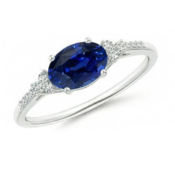 Natural Sapphire Ring 4ct - White Gold 14K