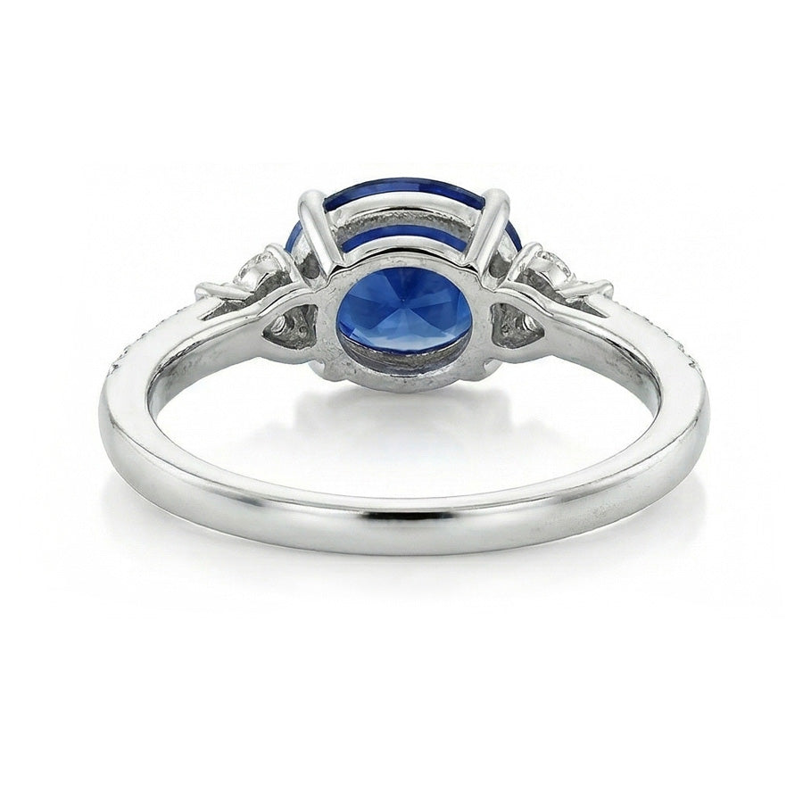 natural round sapphire 4ct ring profile view