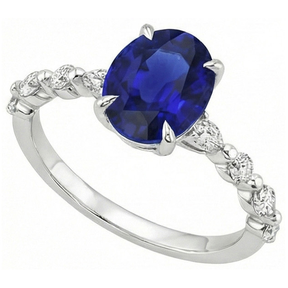 natural round sapphire 6ct ring side angle