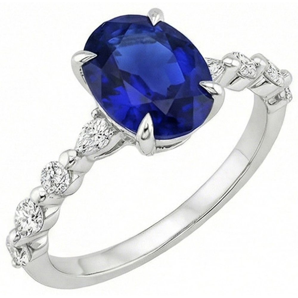 natural round sapphire 6ct ring top view