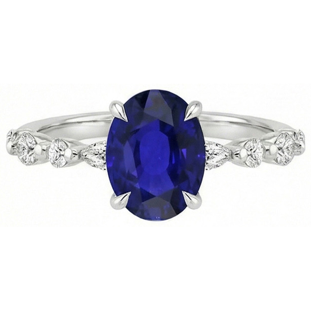 natural round sapphire 6ct ring close up detail