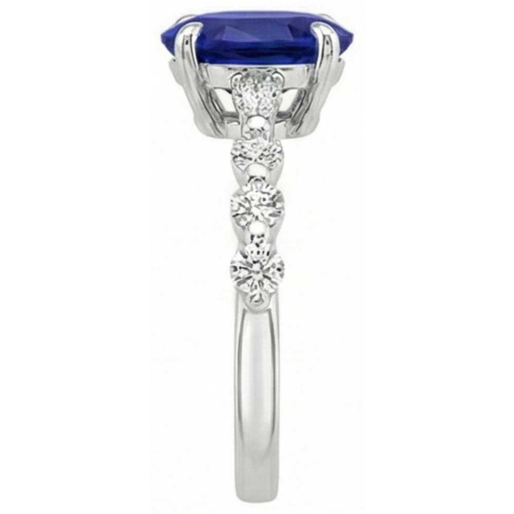 natural round sapphire 6ct ring profile view