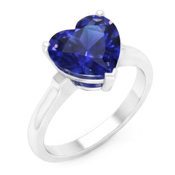 Gold Solitaire Blue Sapphire Ring Prong Set 2 Carats Ladies Jewelry
