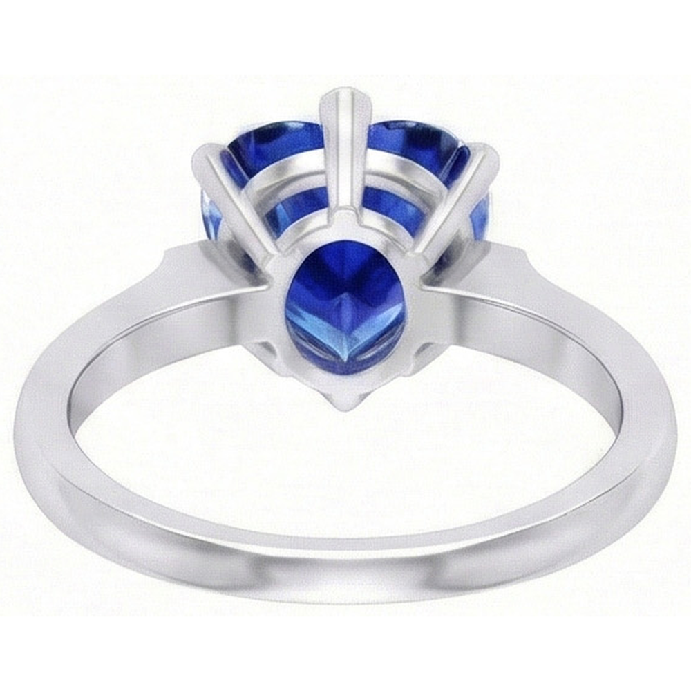 Gold Solitaire Blue Sapphire Ring Prong Set 2 Carats Ladies Jewelry