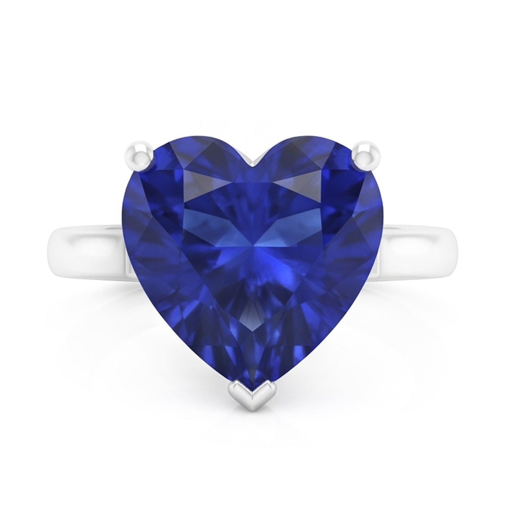 Gold Solitaire Blue Sapphire Ring Prong Set 2 Carats Ladies Jewelry