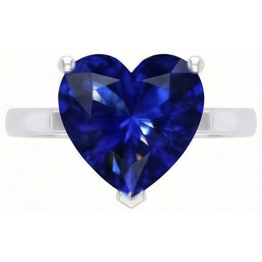 Gold Solitaire Blue Sapphire Ring Prong Set 2 Carats Ladies Jewelry