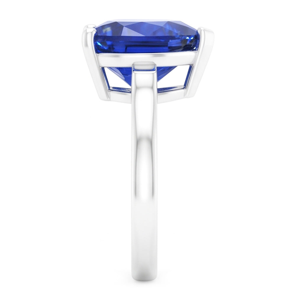 Gold Solitaire Blue Sapphire Ring Prong Set 2 Carats Ladies Jewelry