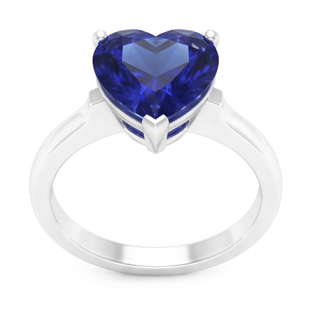 Gold Solitaire Blue Sapphire Ring Prong Set 2 Carats Ladies Jewelry