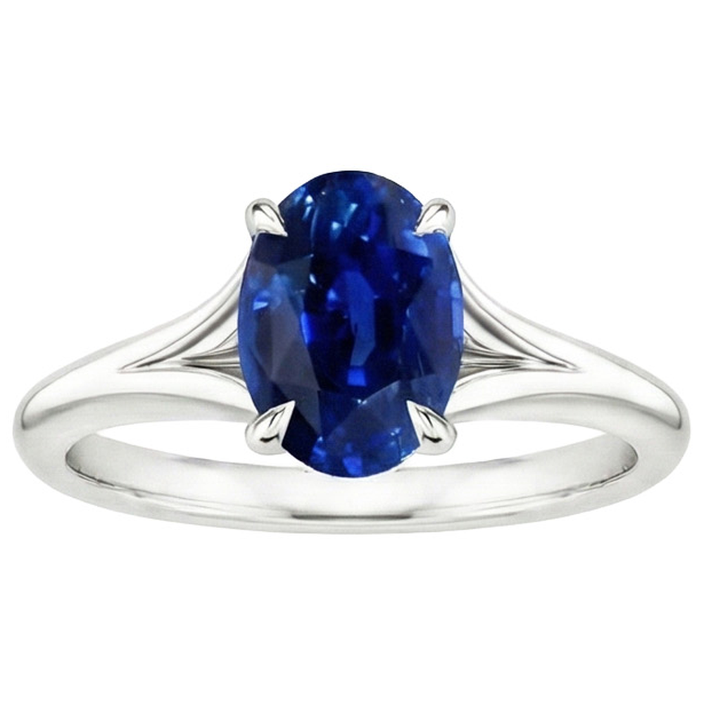 natural oval sapphire 3ct ring top view