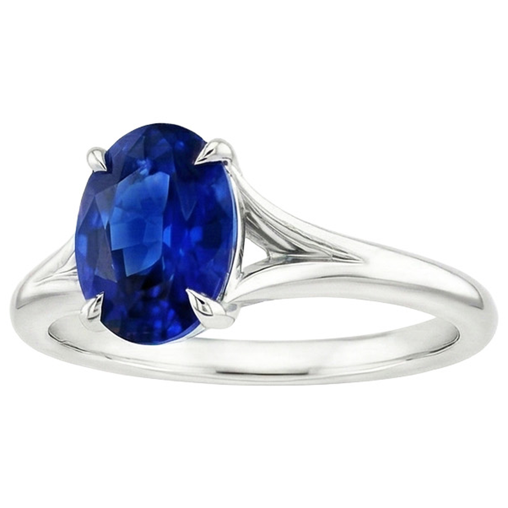 natural oval sapphire 3ct ring profile view