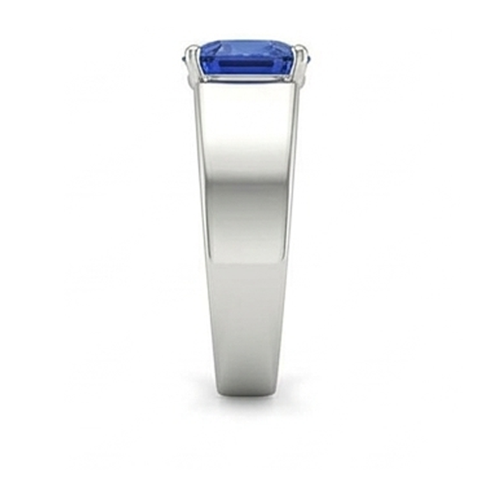 Gold Solitaire Cushion Ceylon Sapphire Gents Ring 1.50 Ct Jewelry
