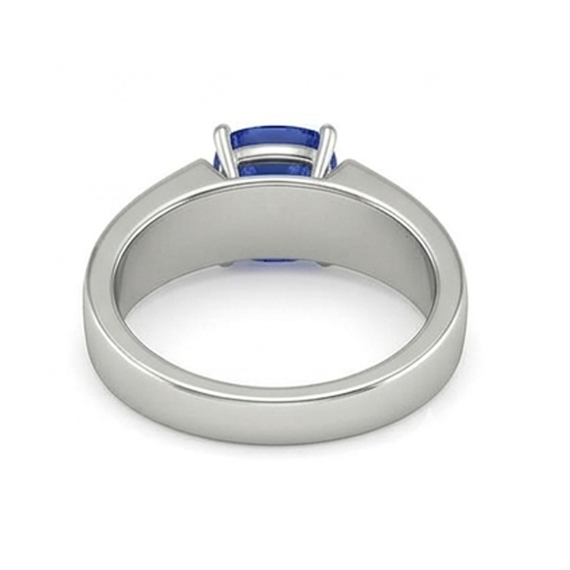 Gold Solitaire Cushion Ceylon Sapphire Gents Ring 1.50 Ct Jewelry