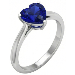 Natural Sapphire Ring 2ct - White Gold 14K